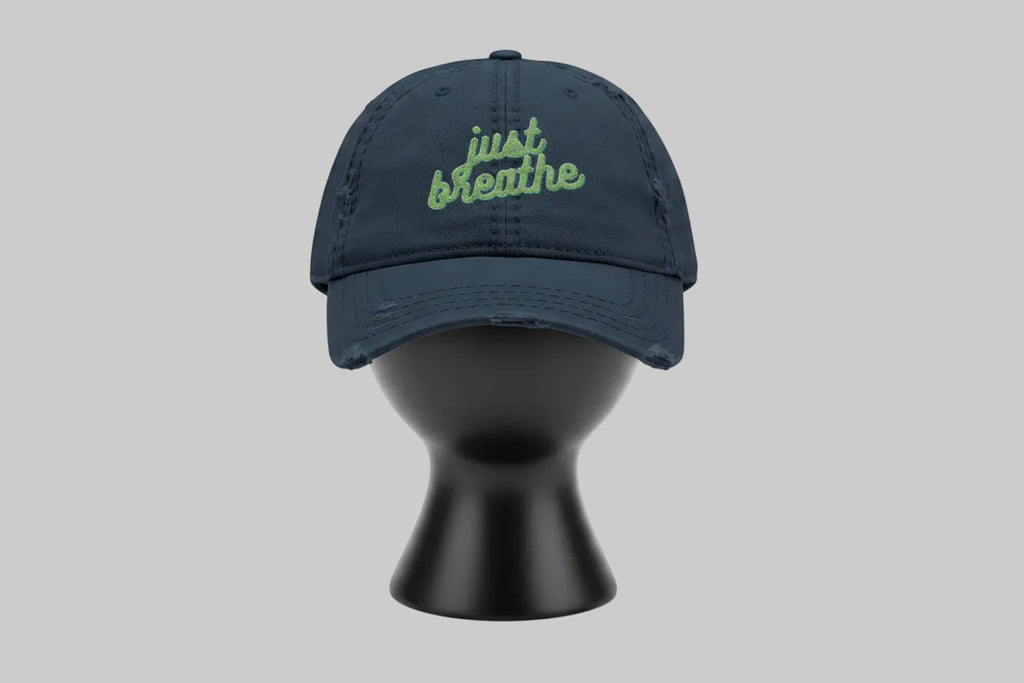 Just Breathe - Distressed Embroidered Hat