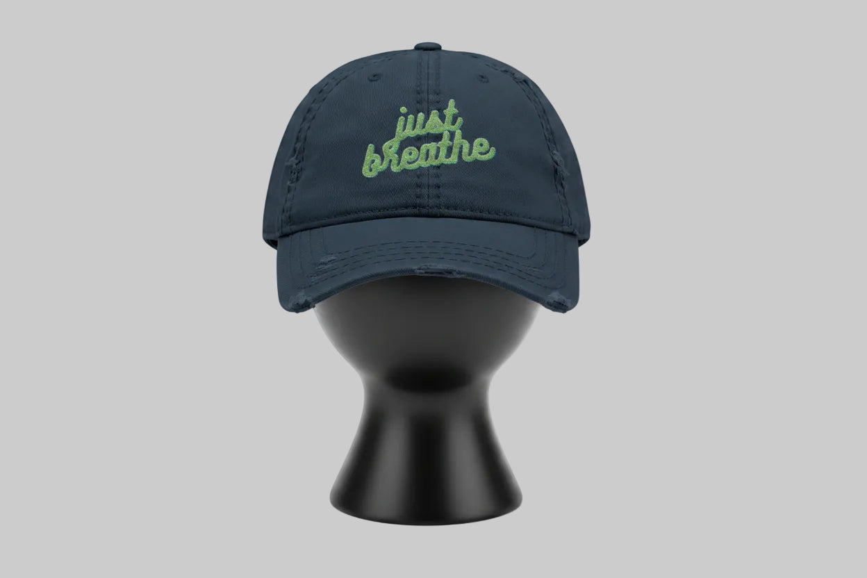 Just Breathe - Distressed Embroidered Hat