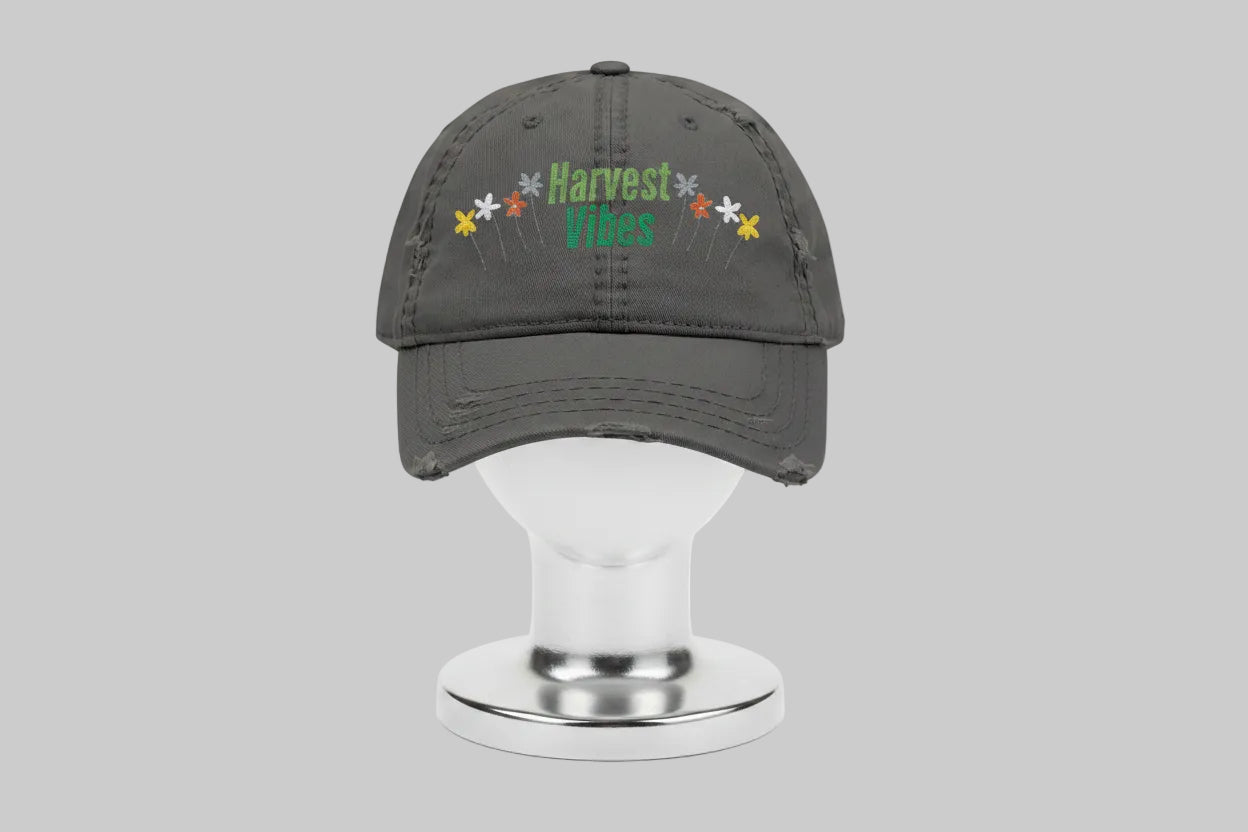Garden Vibes - Distressed Embroidered Hat
