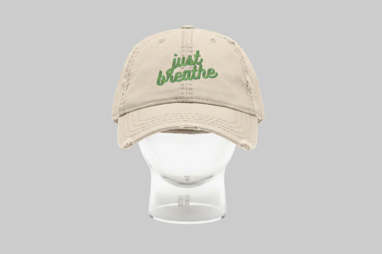 Just Breathe - Distressed Embroidered Hat
