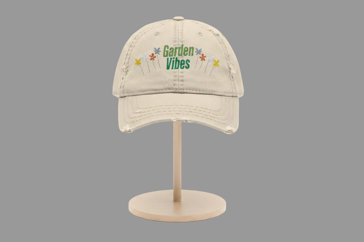 Garden Vibes - Distressed Embroidered Hat