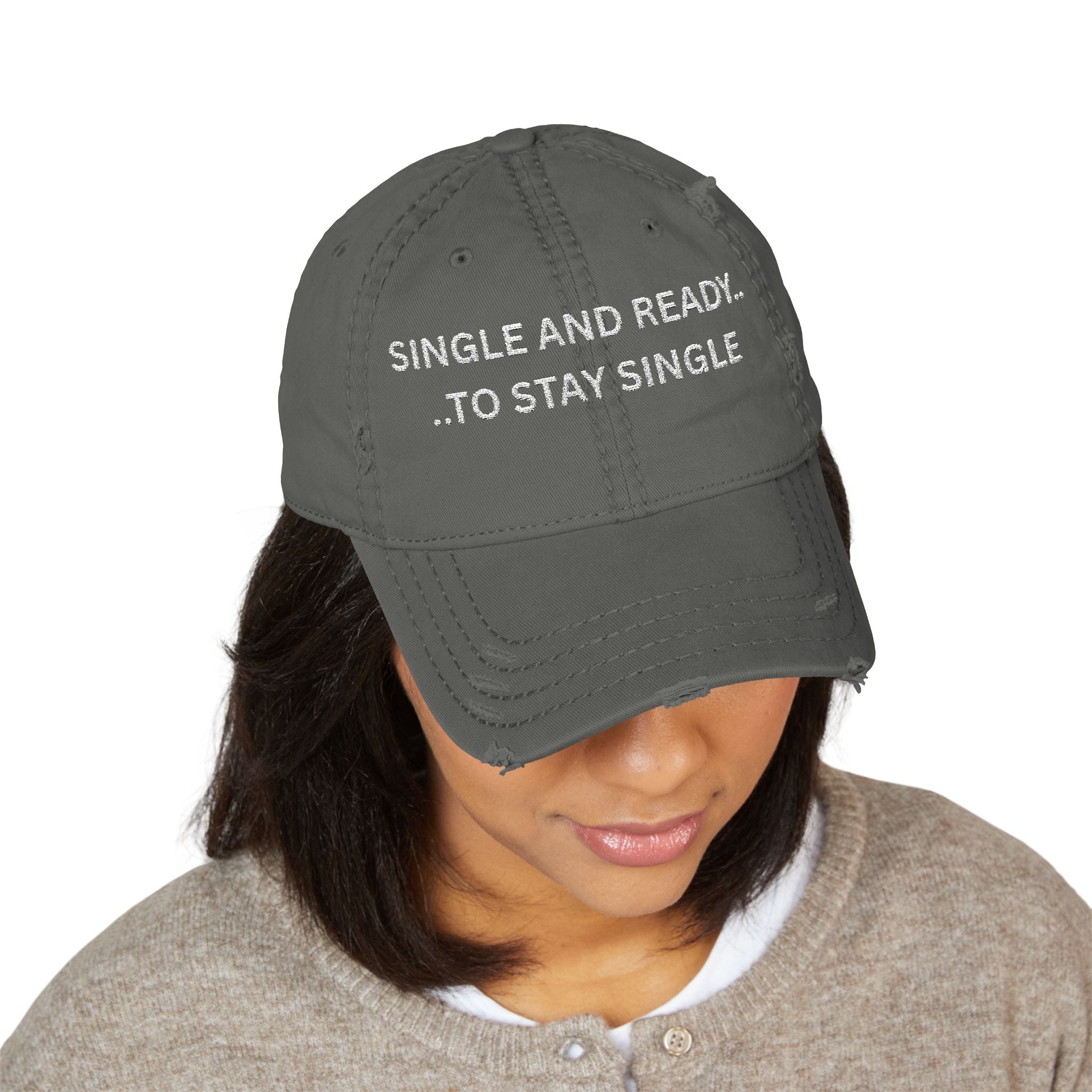Stay Single - Embroidered Distressed Hat