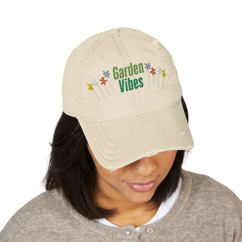 Garden Vibes - Distressed Embroidered Hat