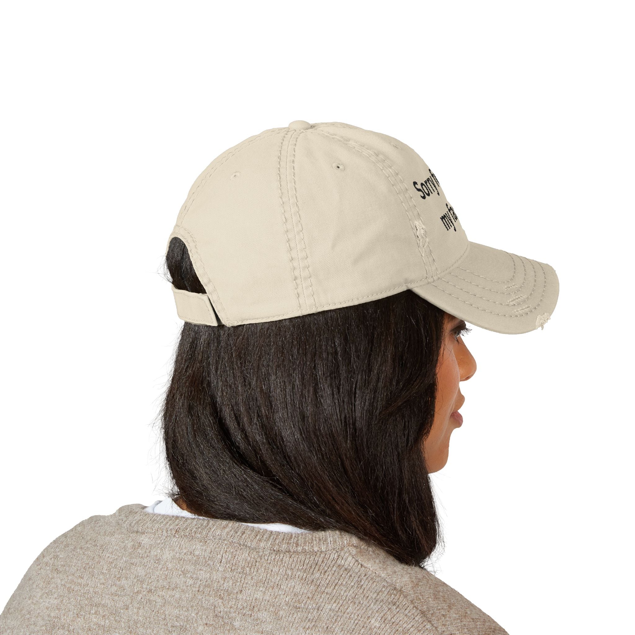 Sorry For What My Face Said - Distressed Embroidered Hat