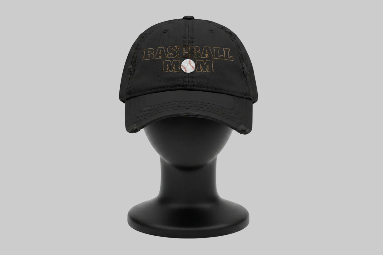 Baseball Mom - Distressed Embroidered Hat