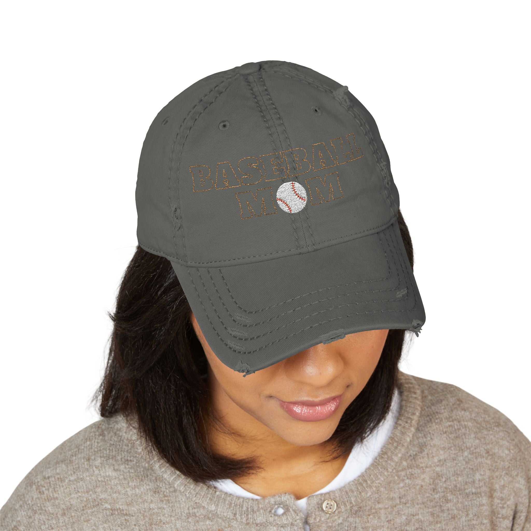Baseball Mom - Distressed Embroidered Hat
