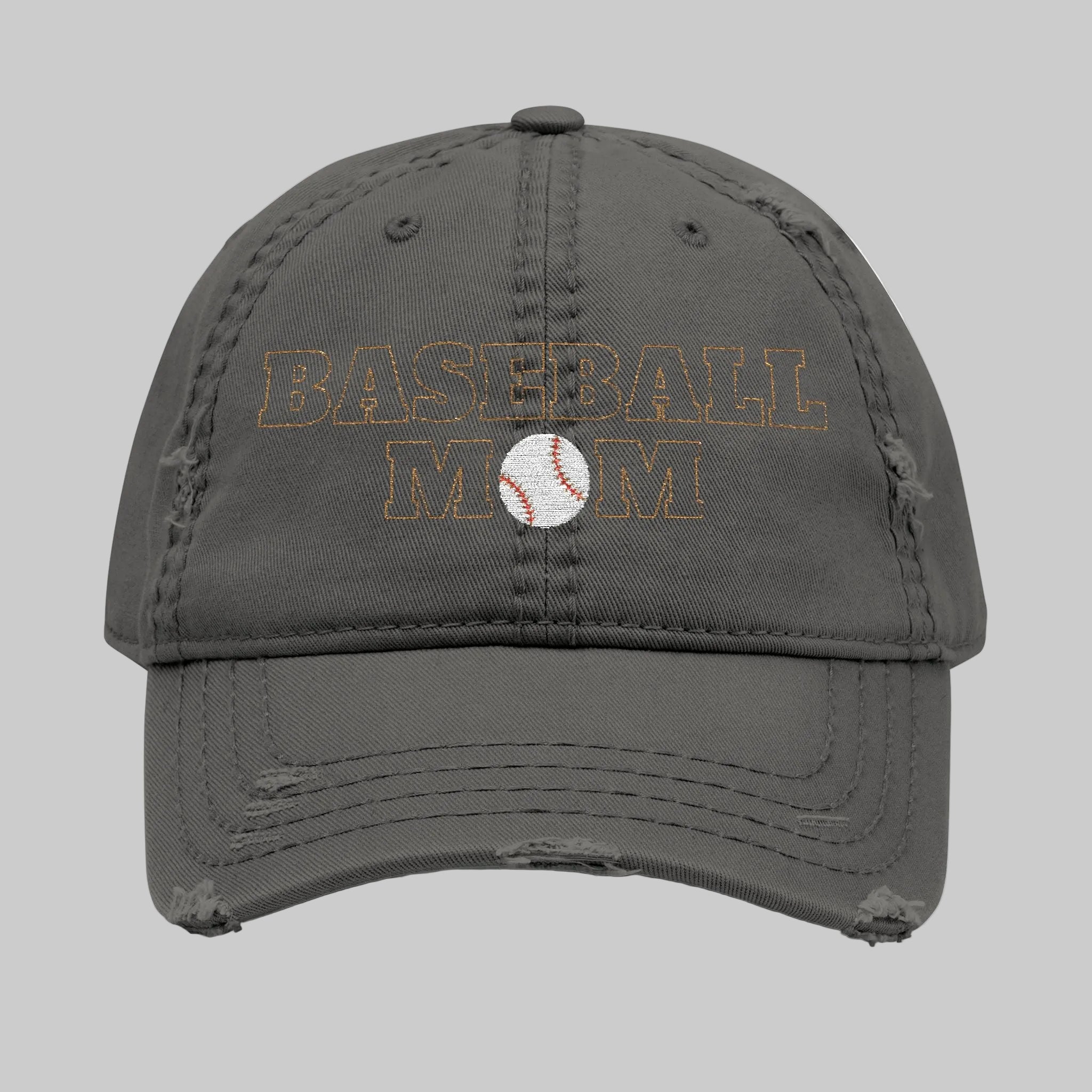 Baseball Mom - Distressed Embroidered Hat