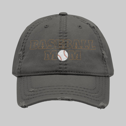 Baseball Mom - Distressed Embroidered Hat