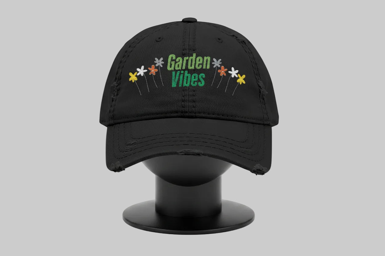 Garden Vibes - Distressed Embroidered Hat