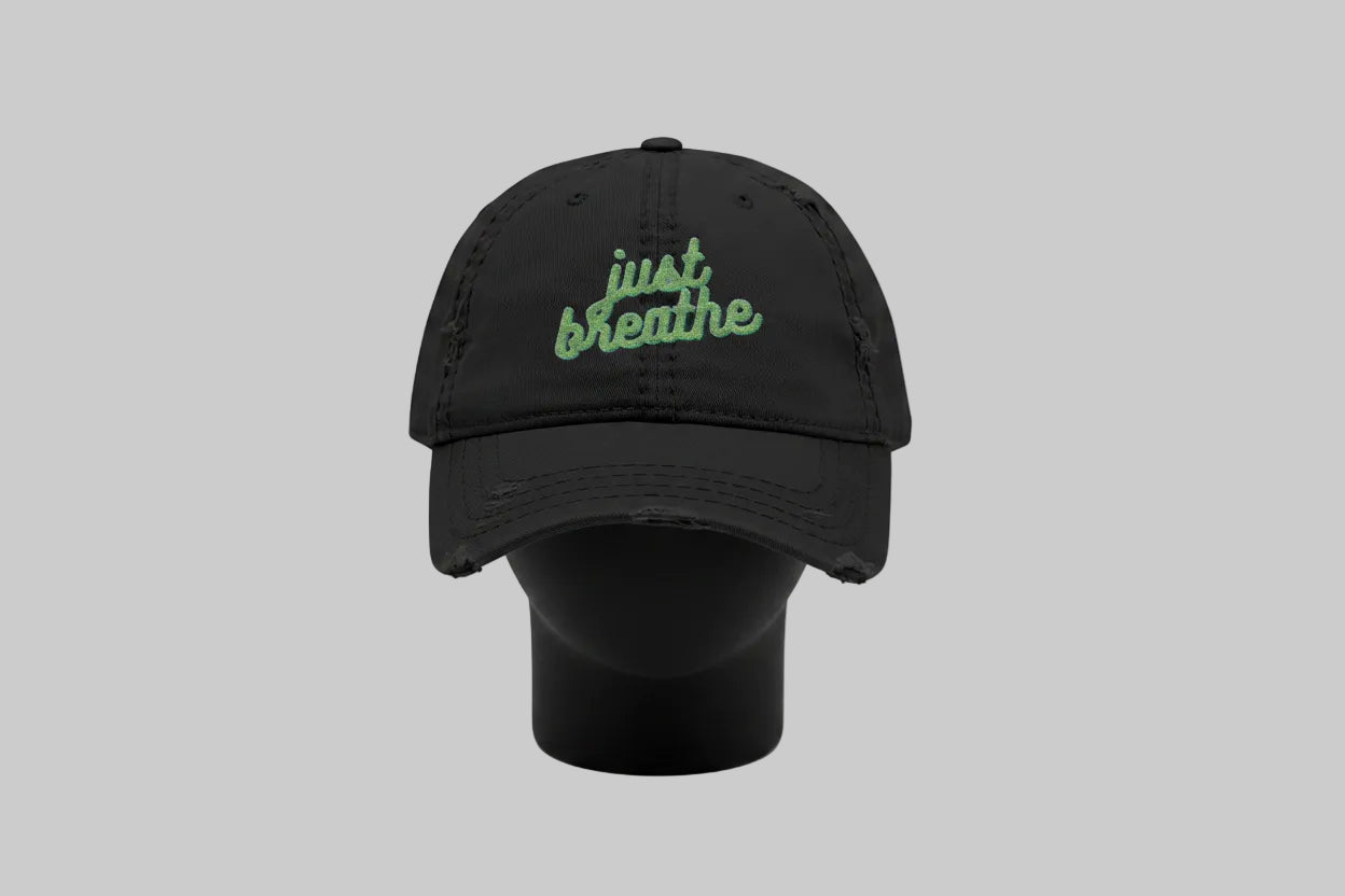 Just Breathe - Distressed Embroidered Hat